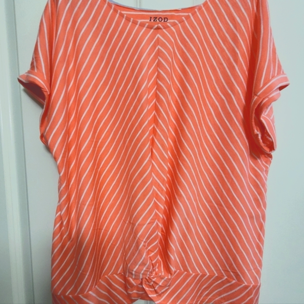 Womens Coral Striped Top NWOT